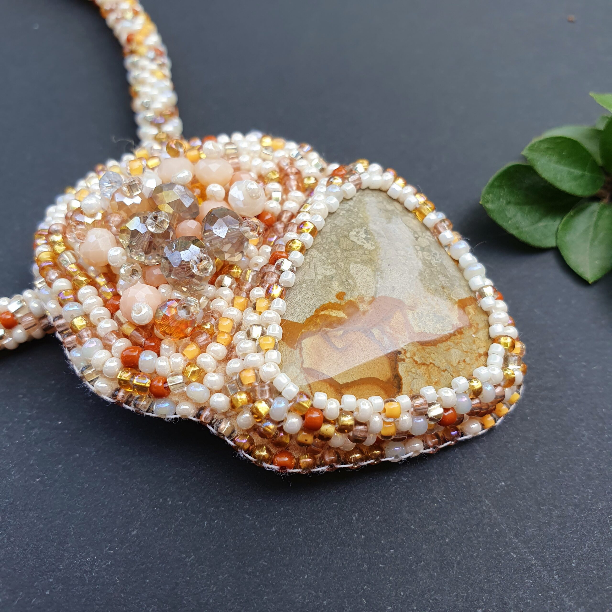 Naszyjnik z Jaspisem Krajobrazowym – Unikat - obrazek 2