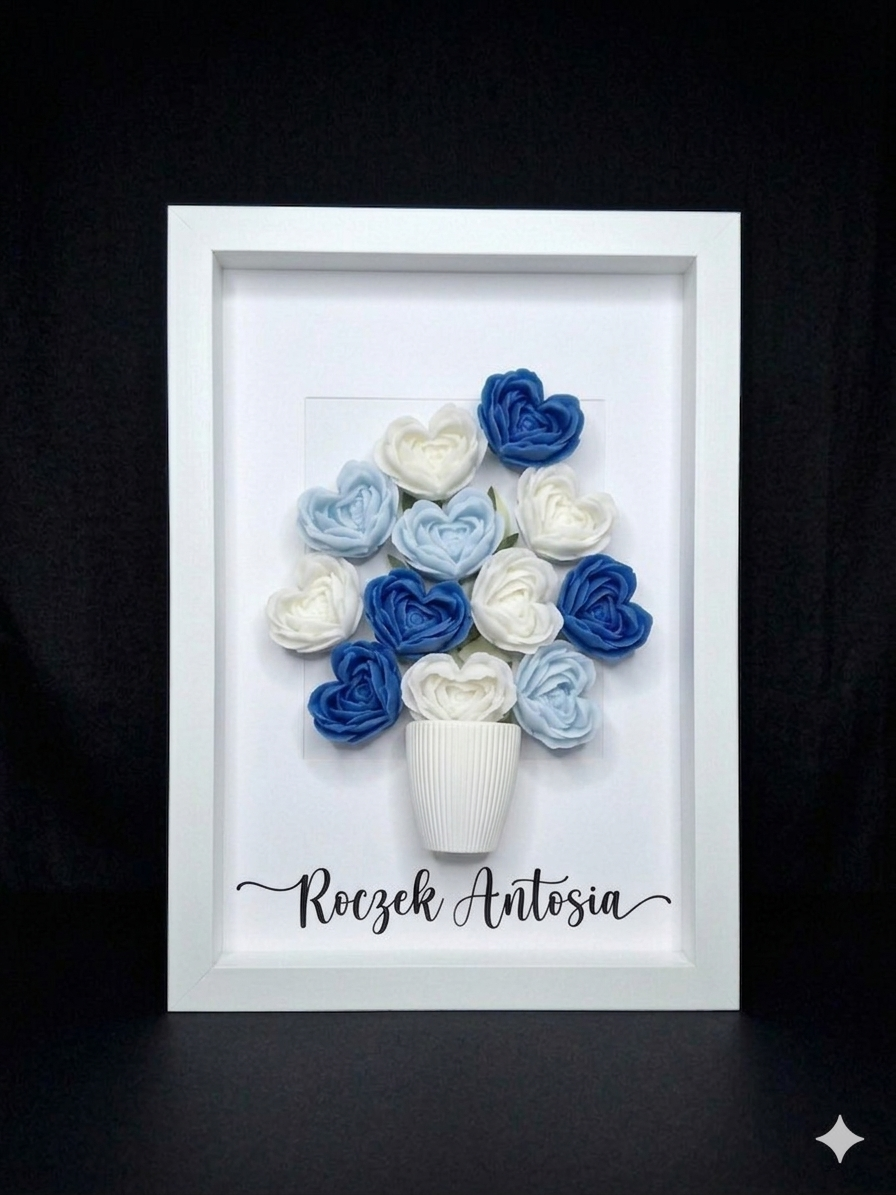 Ramka 3D z kwiatami z wosku pszczelego - obrazek 2