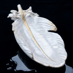 Taca gipsowa PIÓRKO złocona